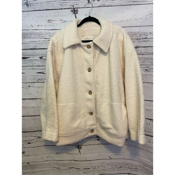 Amazon Aware Women's Recycled Polyester Sherpa Jacket in Cream Size 3X - Picture 3 of 7